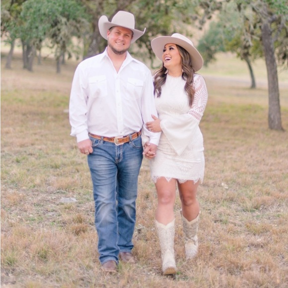White Lace Detail Bell Sleeve Bohemian Mini Dress - Picture 9 of 16